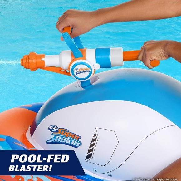 NERF Super Soaker Stormforce Ride-On Racer – Inflatable Pool Float with Pool-Fed - Picture 2 of 4